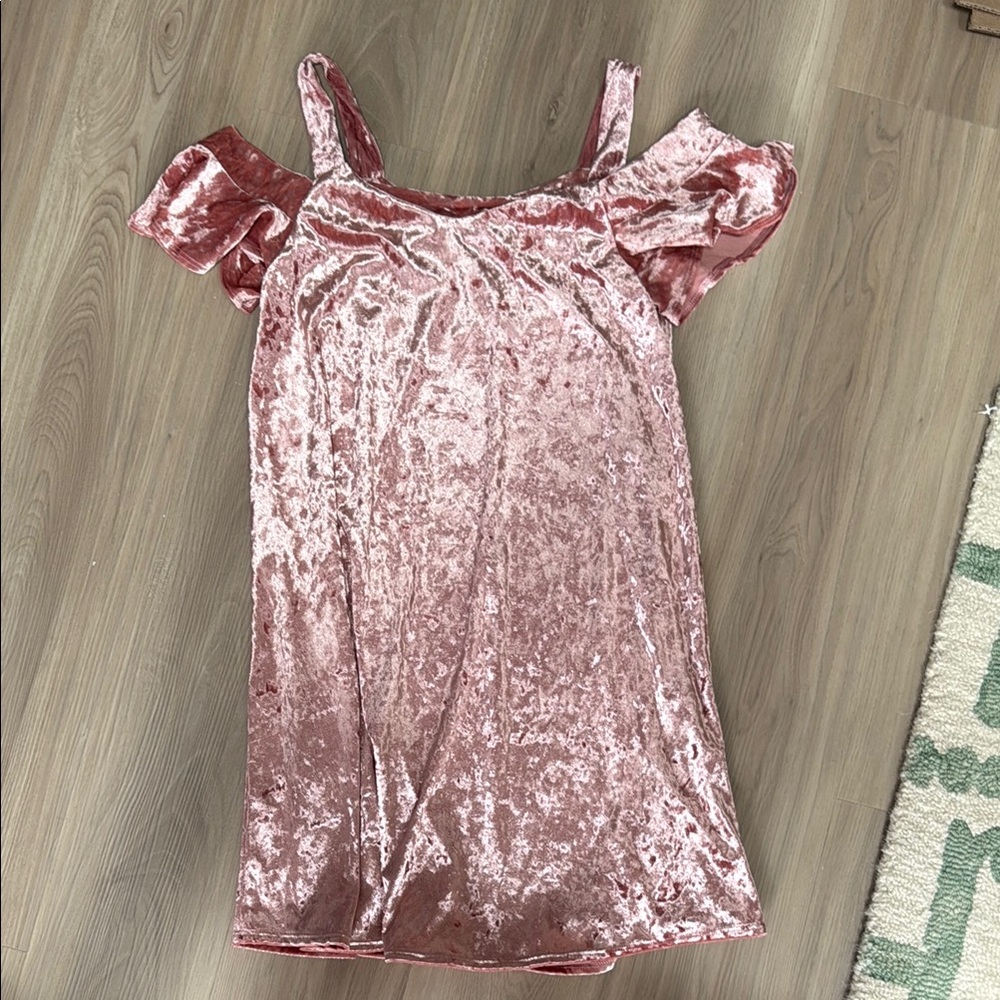 Francesca's Collections Velvet Blush Dress